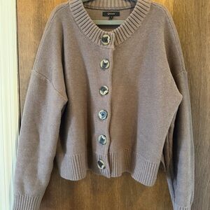 Quince Taupe Button-Up Cardigan
